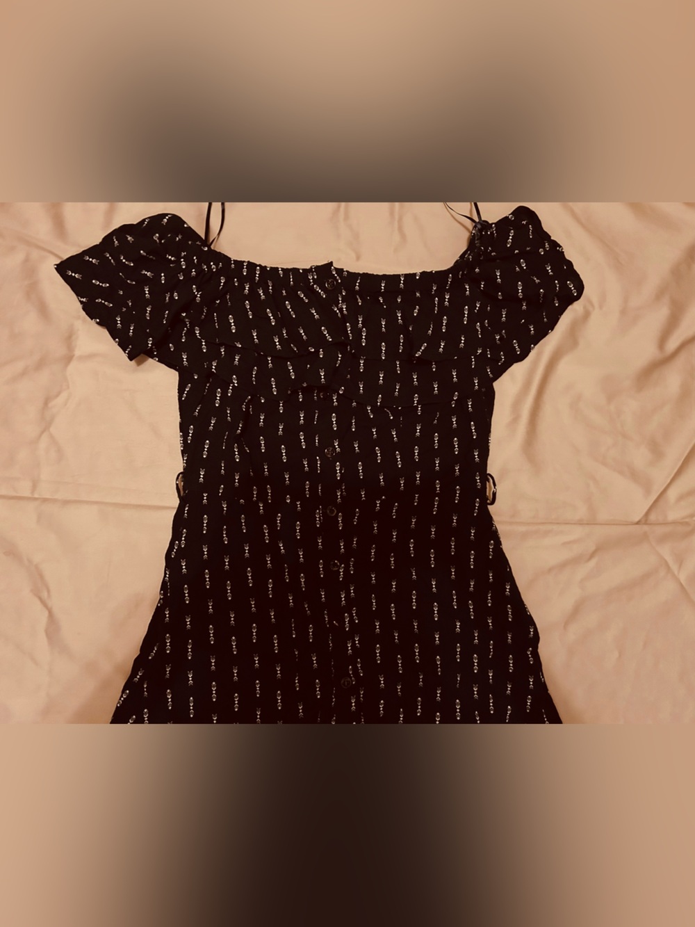 Lost + Wonder Black Off-Shoulder Button-Front Summer Dress Size Medium - Picture 3 of 14